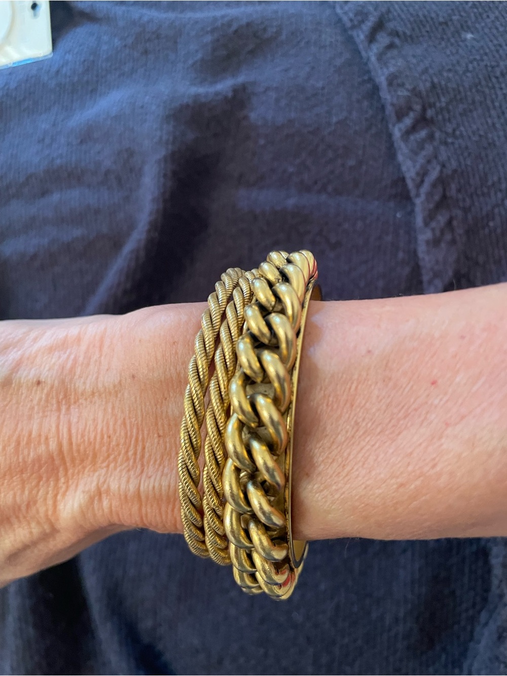 Gold-Tone Twisted Rope and Chain Bracelet - Women's Accessory